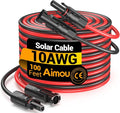 100FT 10AWG Solar Extension Cable 10 Gauge Solar Panel Wire with Waterpproof Female and Male Connectors for Outdoor RV Off-Grid Photovoltaic Systems(Black+Red)