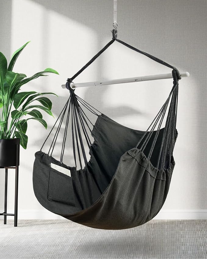 Lulladle Hammock Chair Hanging Rope Swing - Hammock Chair Bedrooms - Swing Chair Indoor - Hanging Chair Outdoor - Max Weight 500 Lbs