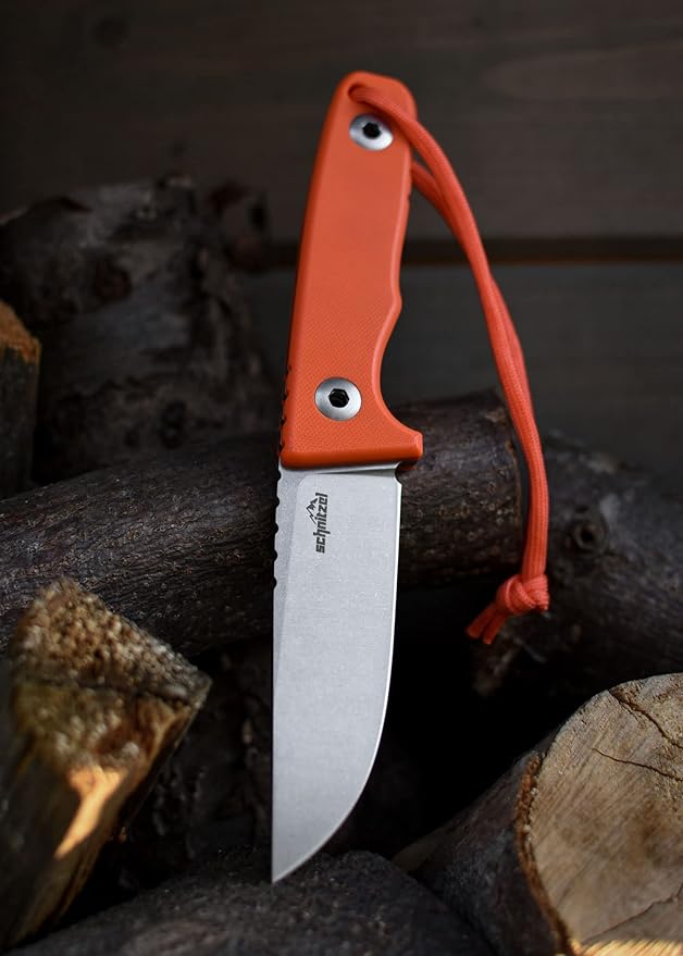 SCHNITZEL TRI - Outdoor Knife with Kydex Sheath and Dangler Carrying System – Bushcraft Outdoor Leisure Adult (Orange)