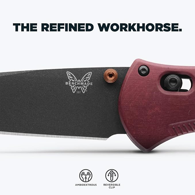 Benchmade - Barrage Tactical Every Day Knife Plain Edge Drop-Point Blade Redstone Richlite Handle (581BK-04)