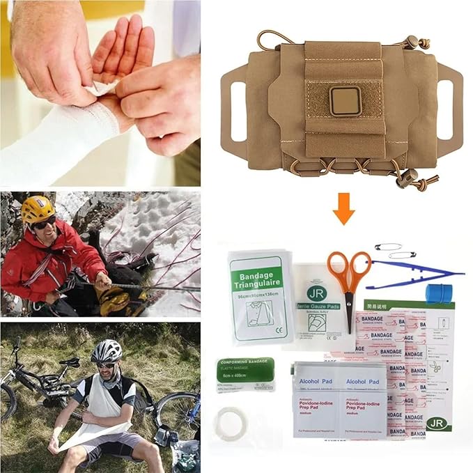 Tactical First Aid Pouch Kit: 0.177kg Ultra-Light Modular Belt/MOLLE/Pack Mount Reinforced Tactical Medic Roll