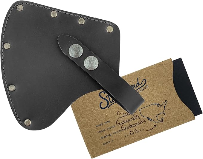 Camper Axe Head Sheath Protector Case Hatchet Blade Safety Sleeve Camping Accessories Lumberjack Outdoors Essentials Full Grain Leather Handmade Charcoal Black