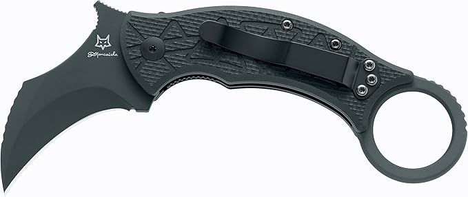 Fox Knives Tribal K Karambit Knife FX-802 - N690Co Stainless Steel Folding Blade - Designed by Doug Marcaida - G10 Black Handle
