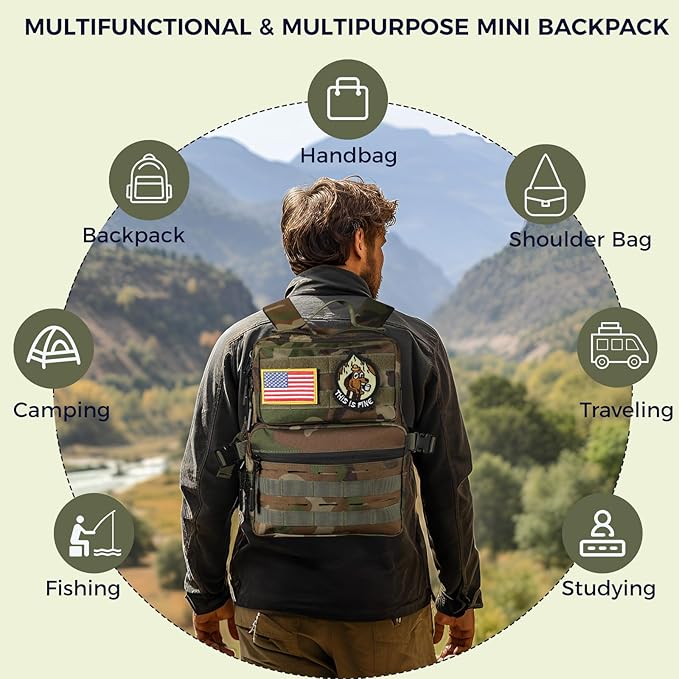 9L Mini Tactical Backpack for Men WomenSmall Military Tactical Backpack for SportGymHikingTravelCamping (Jungle Camo)