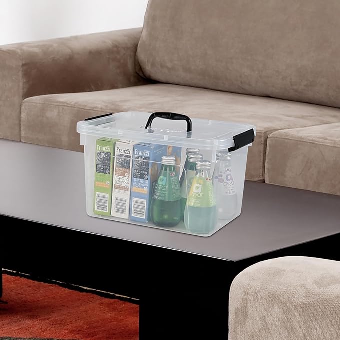 10 L Clear Plastic Storage Bin with Handle Latching Storage Box Bin with Lid 1 Packs