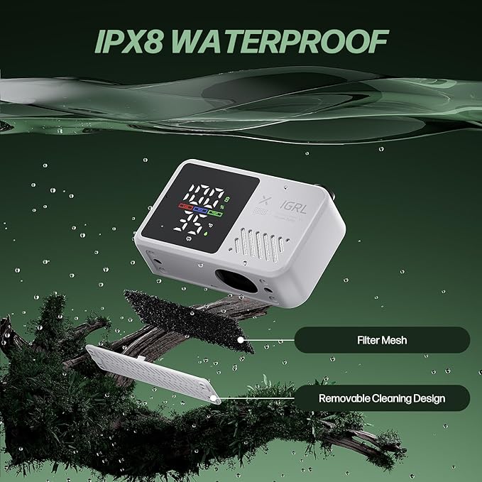 IGRL Portable Shower for Camping Powerful 10L/Min Water Flow Rechargeable Shower Pump with Bath Sponge 4 Spray Modes IPX8 Waterproof 7800mAh Battery Ideal for Hiking Travel Car Wash Pet