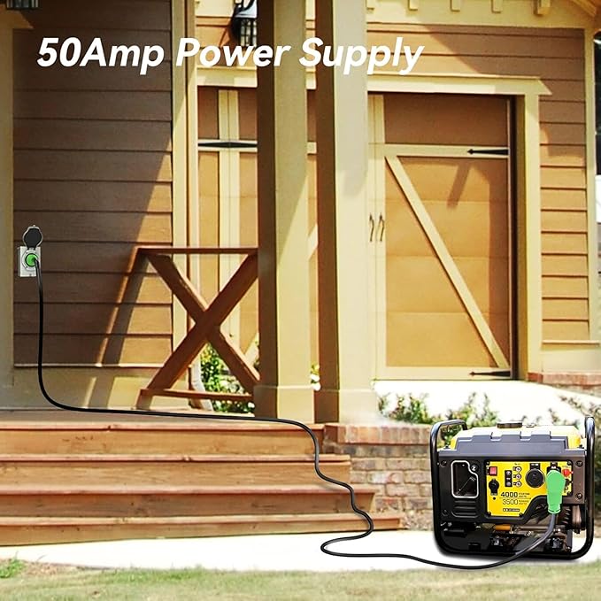 RVMATE 50 Amp 100 Feet RV/Generator Lockable Power Extension Cord Easy Plug in Handle 14-50P to SS 2-50R with LED Indicator ETL Listed