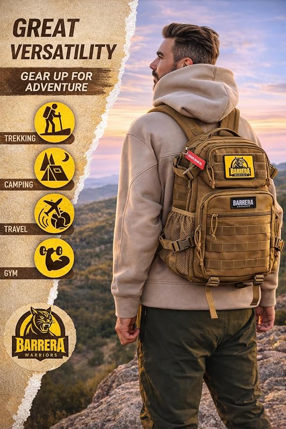 Tactical Backpack 25L + EDC Sling Bag Set- Military MOLLE Assault Pack with Crossbody Chest Bag Compact Tactical Daypack for Hiking Camping Travel &amp Bug Out Gear (Coyote Brown)