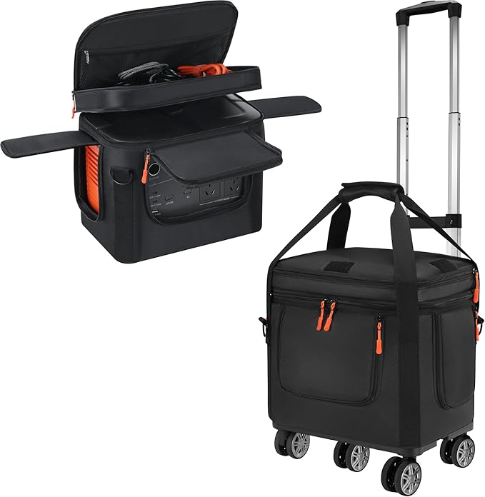 Carrying Case with Wheels Compatible with Jackery Explorer 1000 V2 Portable Power Station Travel Bag Padded for Explorer 1000 V2 with Detachable Trolley Multi-pocket &amp Adjustable Shoulder Strap