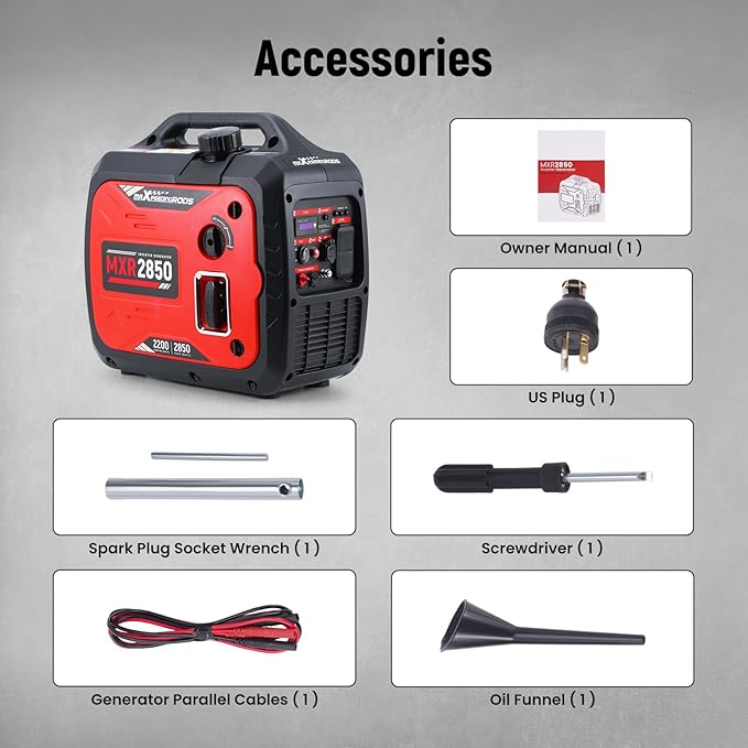 maXpeedingrods 2850 Watt Portable Inverter GeneratorGas Powered EPA Compliant with CO Alarm Compact and Lightweight for Outdoor Camping RV Ready and Home