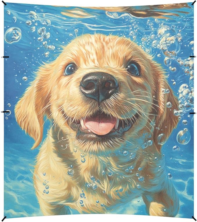 ALAZA Underwater Funny Puppy Dog Beach Tent Sun Shelter Portable Canopy Sunshade for Outdoor Camping Picnics Backyard Fun 10x9 ft