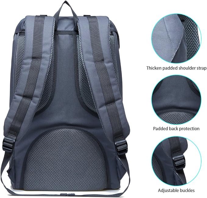 KAUKKO Laptop Outdoor Backpack College Schoolbag Bookbag Travel Hiking Rucksack fits 15-Inch Laptop