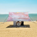 ALAZA Pink &amp Gold Marble Beach Tent Sun Shelter UPF50+ Protection Beach Shade Canopy w/ 4 Sandbags for Outdoor Camping Fishing Backyard Fun Picnic 10x9 ft