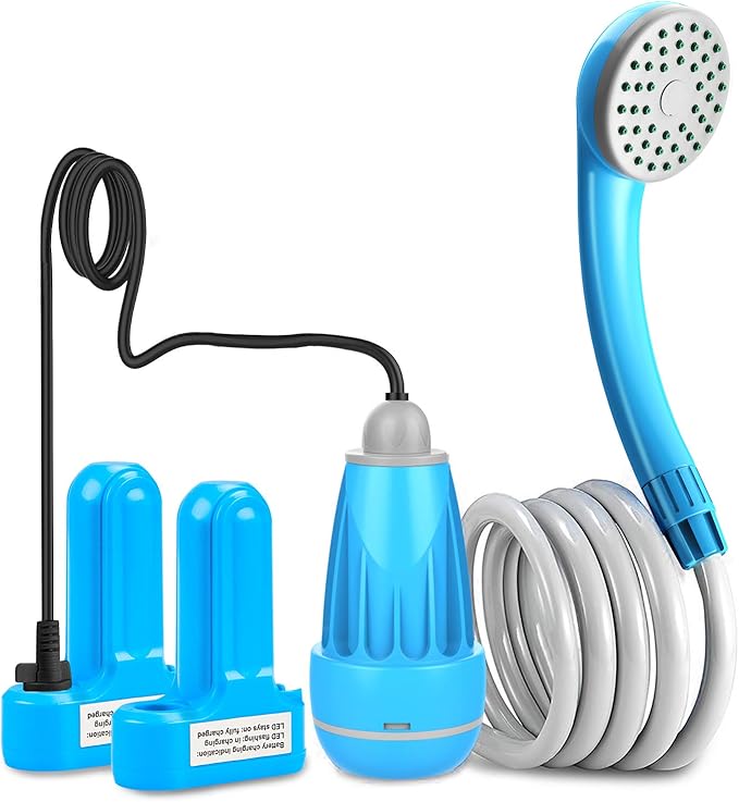 innhom Portable Shower Camping Shower Outdoor Camp Shower Pump Electric Rechargeable Portable Camping Shower Powered by Rechargeable Battery