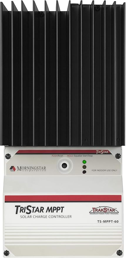 Morningstar Tristar 60A MPPT Solar Charge Controller (TS-MPPT-60) - Solar Panel Regulator for 12/24/36/48V LA/Li Batteries 99% Efficiency FCC Compliant Data/Comms 5 Yr. WTY Designed in USA