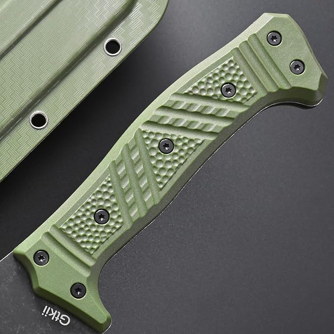 Gtkii GTK32 Fixed Blade Knife DC53 Steel Blade Full Tang Nylon Fiberglass Handle Heavy Duty Knifes for Field Hunting Camping Adventure(Green)