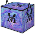 Personalized Storage Bins with Lid Customized Name Initial Letter Jumbo Storage Basket Rectangle Clothes Organizer for Organizing Kids and Pets Toys Shelf Closet Abstract Purple Pattern