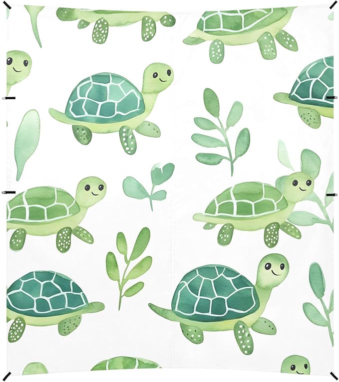 ALAZA Cute Watercolor Turtle Pattern Beach Tent Sun Shelter Portable Canopy Sunshade for Outdoor Camping Picnics Backyard Fun 10x9 ft