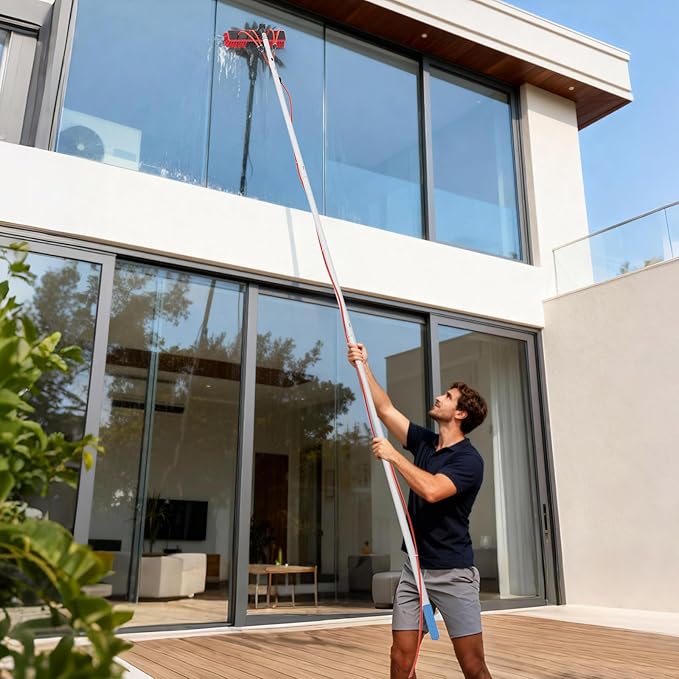 23Ft Reach Solar Panel Cleaning Brush &amp Pole Water Fed Pole KitSuitable for high Windows Cleaning Solar photovoltaic Panel Cleaning and Cleaning Cars Trucks Vans caravans Windows
