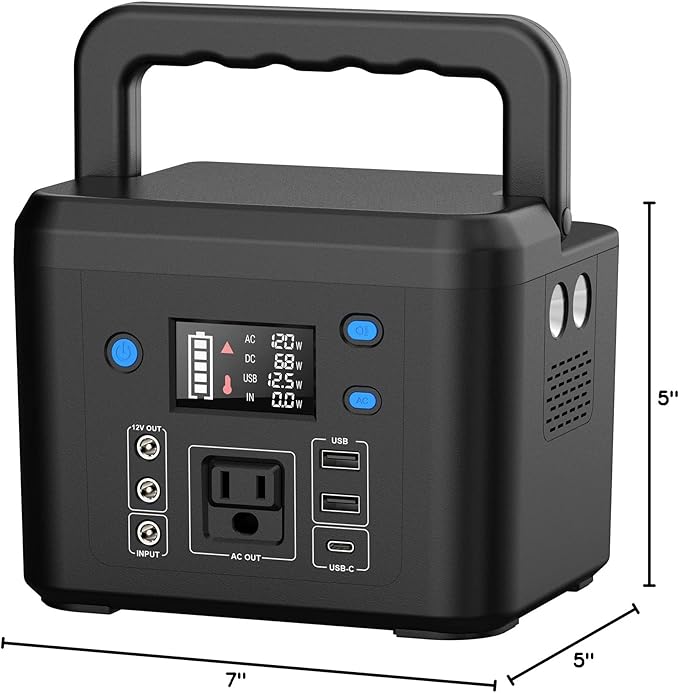 200W Portable Power Station Powkey 120Wh/33000mAh Power Bank with AC Outlet 110V 6 Outputs Solar Generator External Battery Pack with LED Light for Home Use and Outdoor Camping