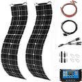400 Watt Solar Panel Kit 2 × 200 Watt Flexible Solar Power Panel Photovoltaic Module with 40A Solar Charge Controller Monocrystalline Solar Panel for Camping Off Grid Battery Charging Boat