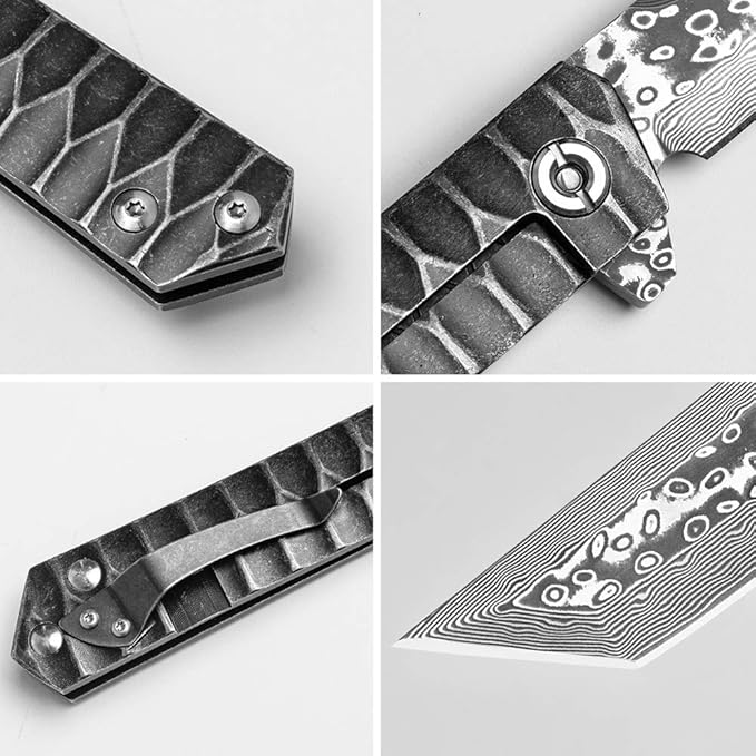 BGT VG-10 Damascus Folding Pocket Knife Custom Knives for Outdoor Camping FishingGift for Man Husband Dad