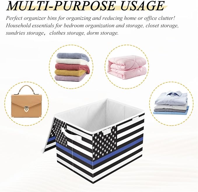 USA Storage Boxes with Lids Collapsible Storage Organizer Large Fabric Storage for Home Studyroom Office