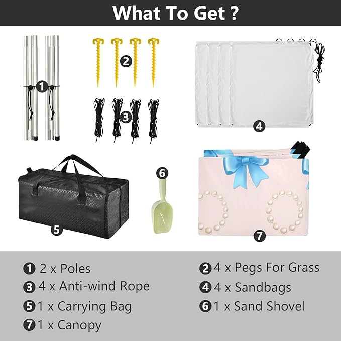 xigua Bow Tie Beach Tent Sun Shelter with Carrying Bag - Silver Coated Oxford Fabric Beach Canopy for Beach Camping Fishing - Includes Windproof Ropes Sandbags &amp Stakes