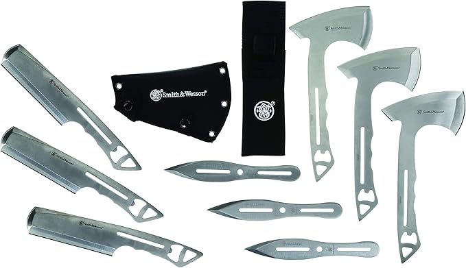 Smith &amp Wesson Bullseye Throwing Products with Full Tang Stainless Steel Design and Protective Nylon Sheaths for Recreation and Competition