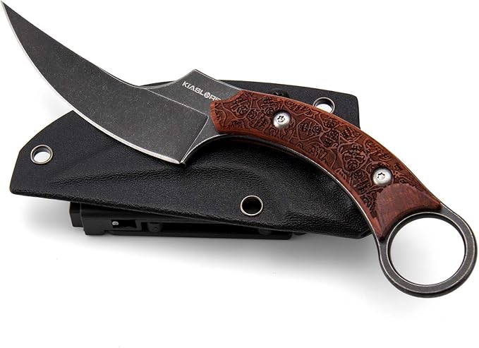 Outdoor Survival Fixed Blade Knives 440C Stainless Steel Field Knife Camping Knife G10 Anti-skidding Handle Tactical Knife with Sheath (Black)