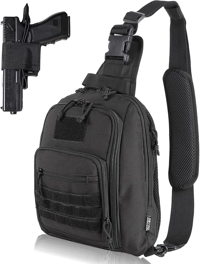 DBTAC Tactical Sling Bag | 8L Military Shoulder Chest Pack for Full Size Concealed Carry Range Travel Outdoor Sports | Range Travel Outdoor Sports Military