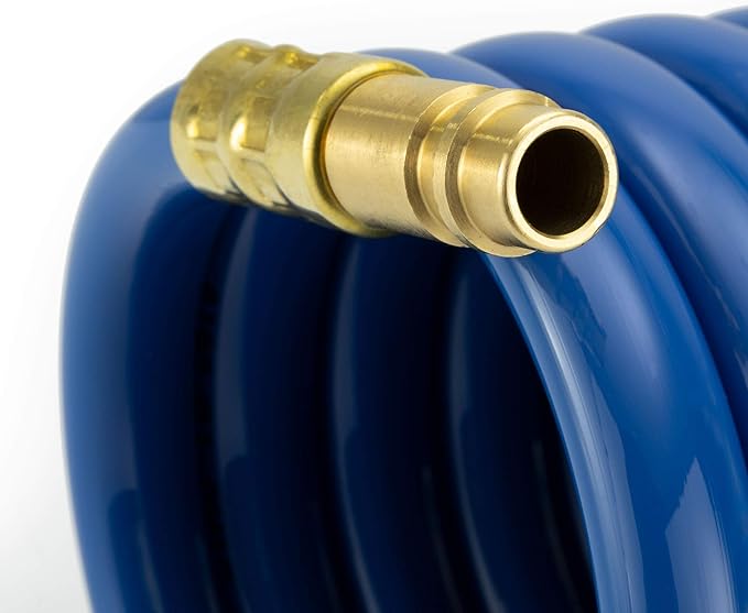 RecPro RV Blue Exterior Shower Hose | 15' Coiled Hose | Optional Flexible Quick Connect Sprayer | UV Resistant (With Sprayer)