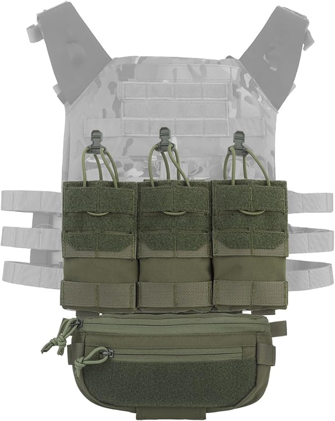 MOLLE Tactical Field Pouch Set Detachable Triple-Compartment Mag Bag and Expansion Pack Camo Dual-Purpose Belly Pouch
