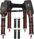Heavy Duty Tool Belt Suspenders – Adjustable X-Back Padded Shoulder Harness with Universal Hooks – Tactical Work Suspenders for Electricians Carpenters Construction