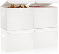 Bagnizer Large 22 Quart Linen Fabric Foldable Storage Bin Cube Organizer Basket with Flip-Top Lid &amp Handles Clothes Blanket Box for Home Office Closet White 4 Pack 14.6 x 9.5 x 9.5”