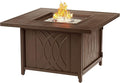 Oakland Living Square 42 in. x 42 in. Aluminum Propane Fire Pit Table with Glass Beads Two Covers Lid 57000 BTUs in Brown Finish
