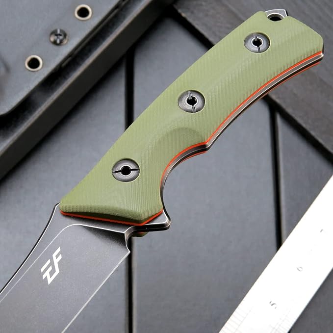 Eafengrow EF125 Fixed Blade Knife 14c28n Steel Blade G10 Handle Scales Fixed Knifes for Outdoor Camping Hunting Survival EDC Tool Knives with Kydex Sheath(Army Green)