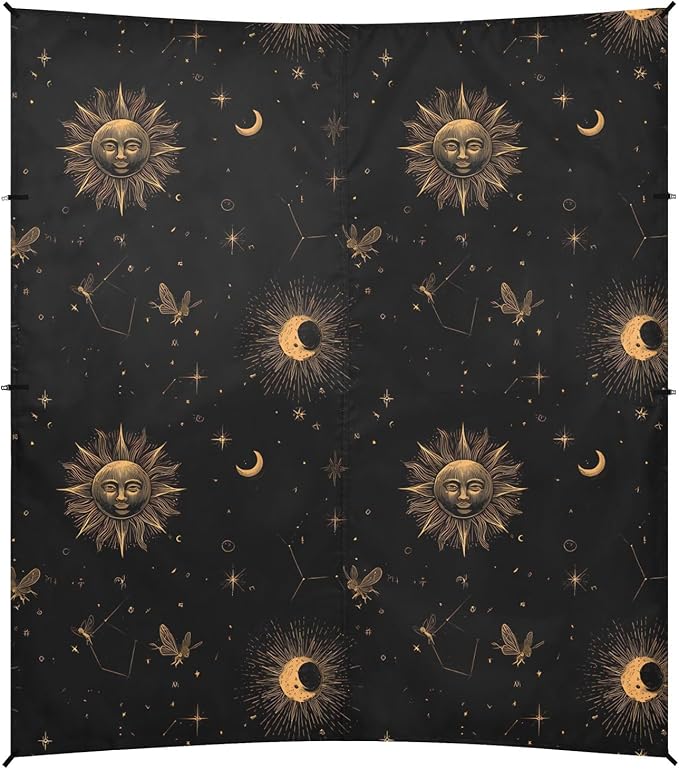 ALAZA Sun Moon Stars Astrology Beach Tent Sun Shelter UPF50+ Protection Beach Shade Canopy w/ 4 Sandbags for Outdoor Camping Fishing Backyard Fun Picnic 10x9 ft