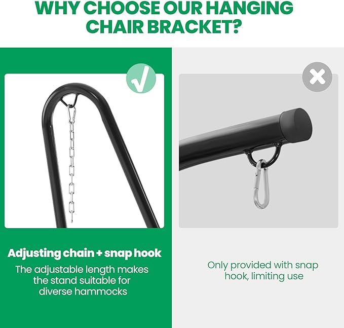 Yaheetech Hammock Stand Only Adjustable Height 79.5-95.5 Double-L Shaped Metal Curved Hammock Chair Stand for Indoor/Outdoor Hanging Egg Swing Chair Max.Weight Capacity 330Lb