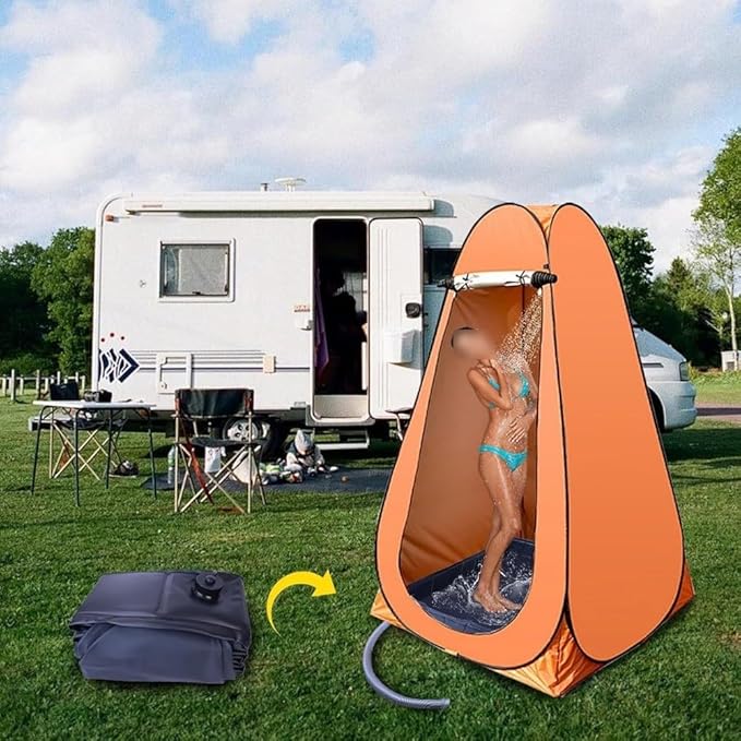 Camping Shower Base Foldable Portable Tray with 100cm Drain Hose Large Outdoor Shower Floor Mat 104x104cm