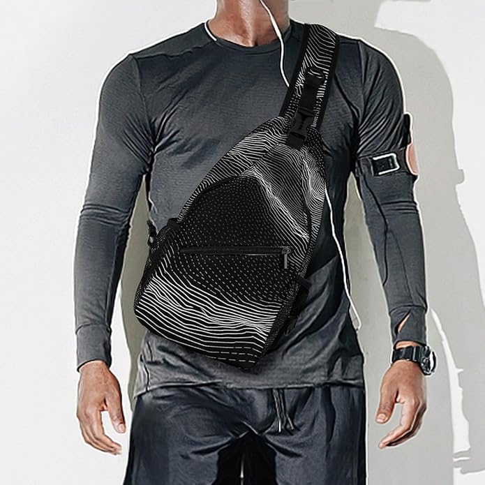 Chest Bag Chest Bag for Men Tactical Running Chests Pack Outdoor Sports Chests Bag White Line Pattern Sling Backpack Women Suitable for Hiking Running Cycling And Shopping