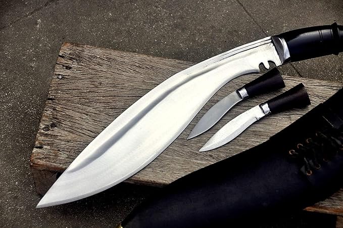 13 Blade Gorkha Traditional Historic Kukri - Khukuri Tactical Survival Camping Tool - High Carbon Steel Blade Knife with Leather Sheath