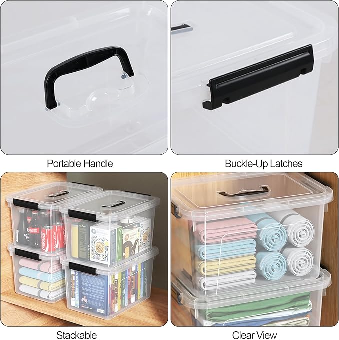 18 Quart Plastic Storage Bins with Lid 4 Packs Clear Latching Storage Box