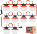 Construction String Lights: 100FT 3 Prong 150W Linkable Super Bright LED String Lights for Construction Sites Temporary Jobsite IP65 Waterproof 18AWG Wire Work Light with Cage