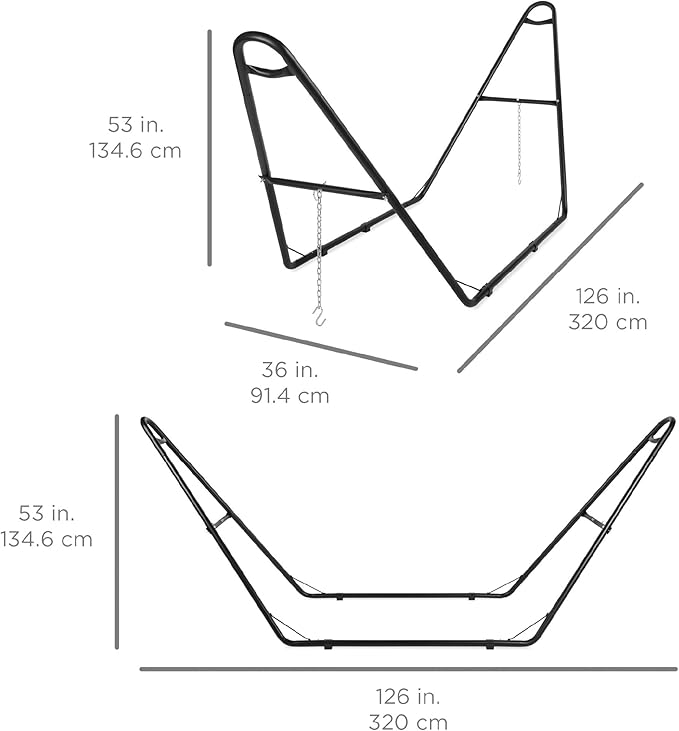 Best Choice Products Adjustable Portable Hammock Stand Outdoor Patio Weather-Resistant Steel for 9-14ft Hammocks w/Hanging Hooks Powder-Coated Finish Carrying Bag 450lb Weight Capacity