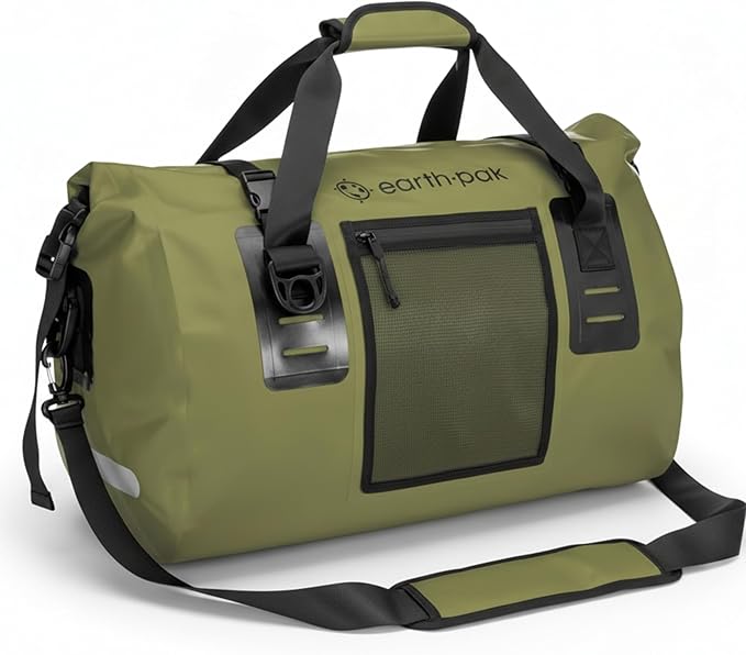 Earth Pak Waterproof Duffel Bag - Heavy Duty Motorcycle Dry Bag with Large Storage Space Perfect for Traveling Camping Kayaking Fishing &amp Canoeing Bag 50L/70L/90L/120L Sizes