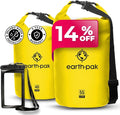 Earth Pak Waterproof Dry Bag - Roll Top Waterproof Backpack Sack (Yellow 40L &amp 55L)