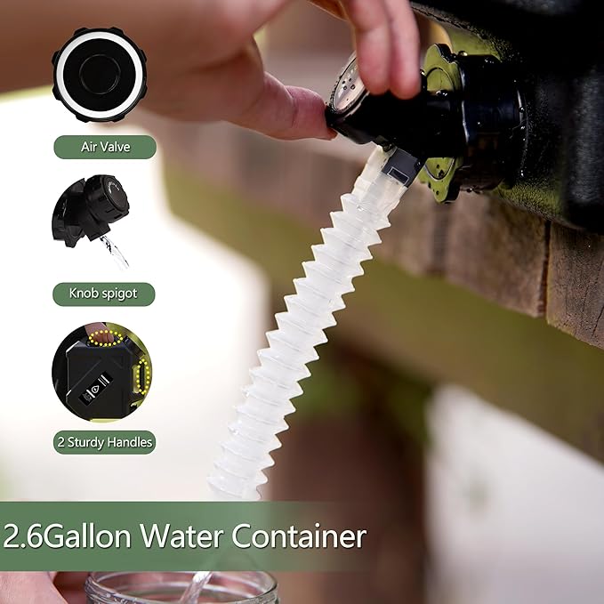 3.2 Gallon/5 Gallon Water Containers with Spigot BPA Free Water Jug Military Green Water Tank Multifunction Water Storage Containers for Camping Outdoor HikingEmergency Stroage