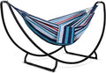 SUNCREAT 2 Person Hammock with Stand Space Saving Free Standing Hammock with Stand Included Patent Pending Blue Red