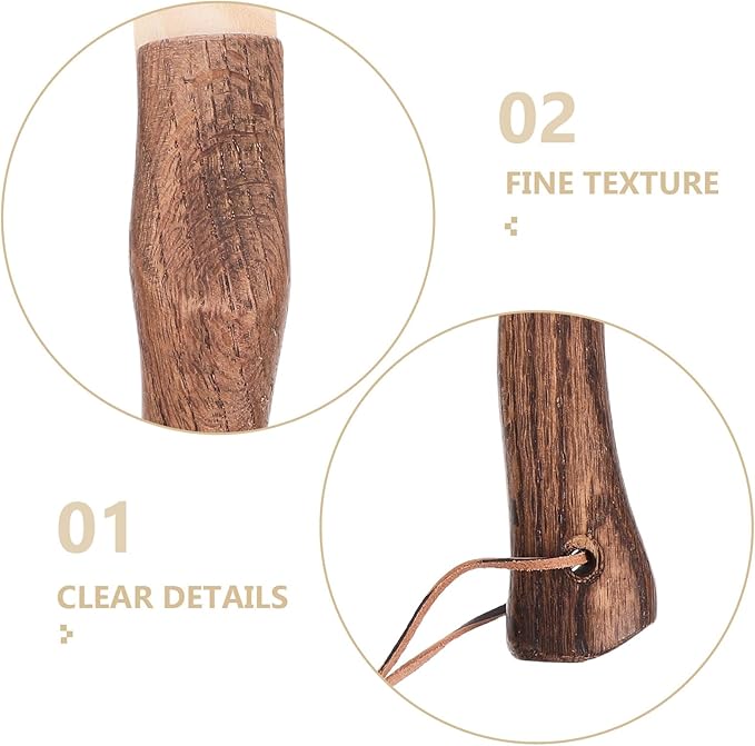 2pcs Short Curved Wooden Axe Handles with Hanging Loop Replacement Wood Tool Handles for Hatchet and Mini Axe 26cm and 33cm Lengths with Wooden Wedges for Camping and Outdoor Use